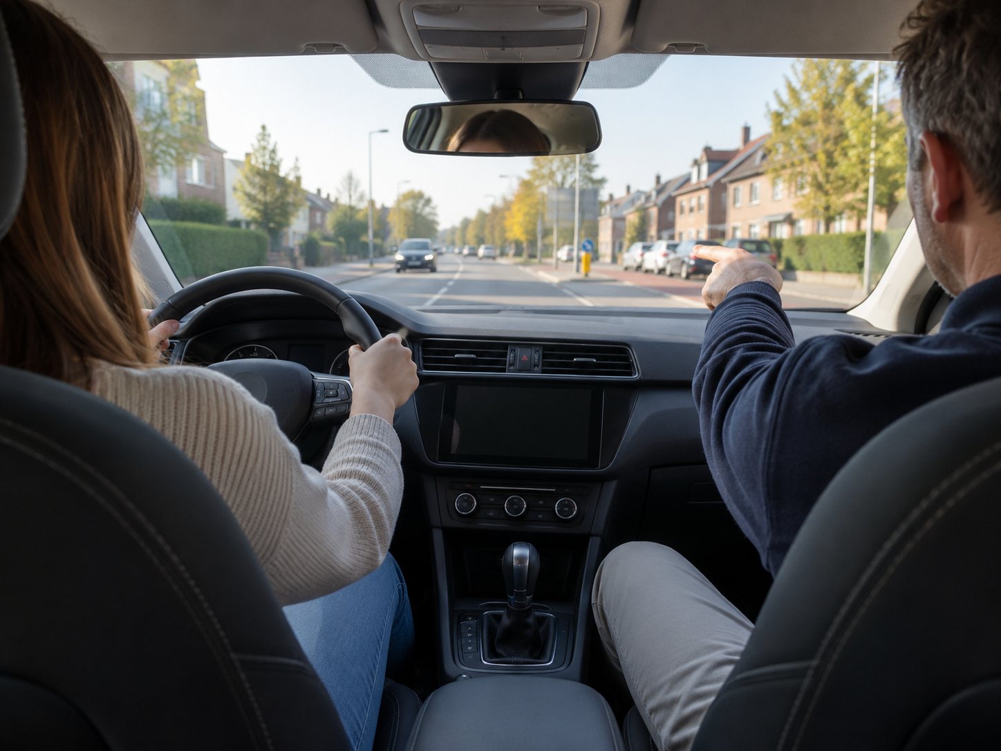 Leçon de conduite avec le moniteur
