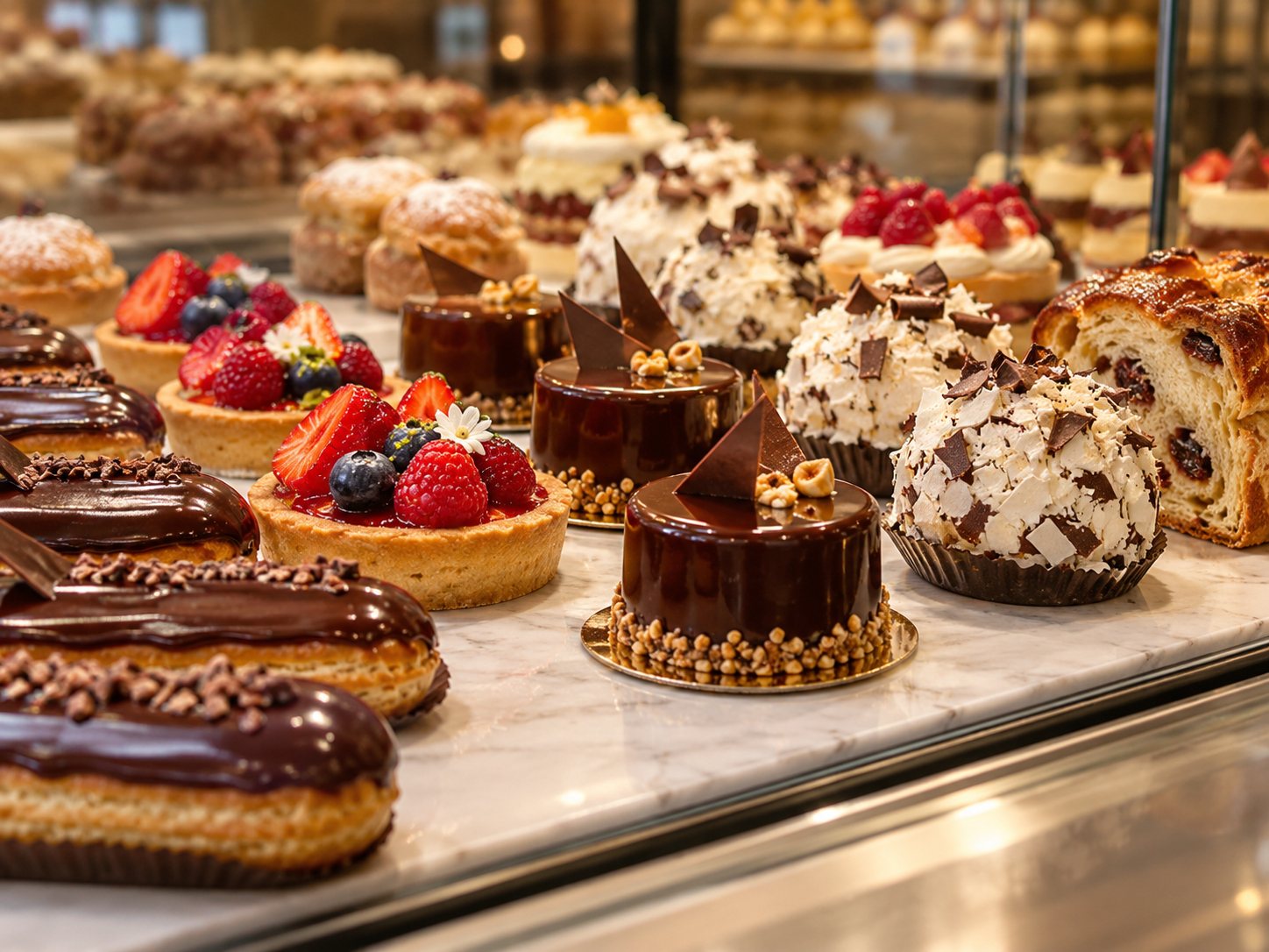 Pâtisseries en vitrine