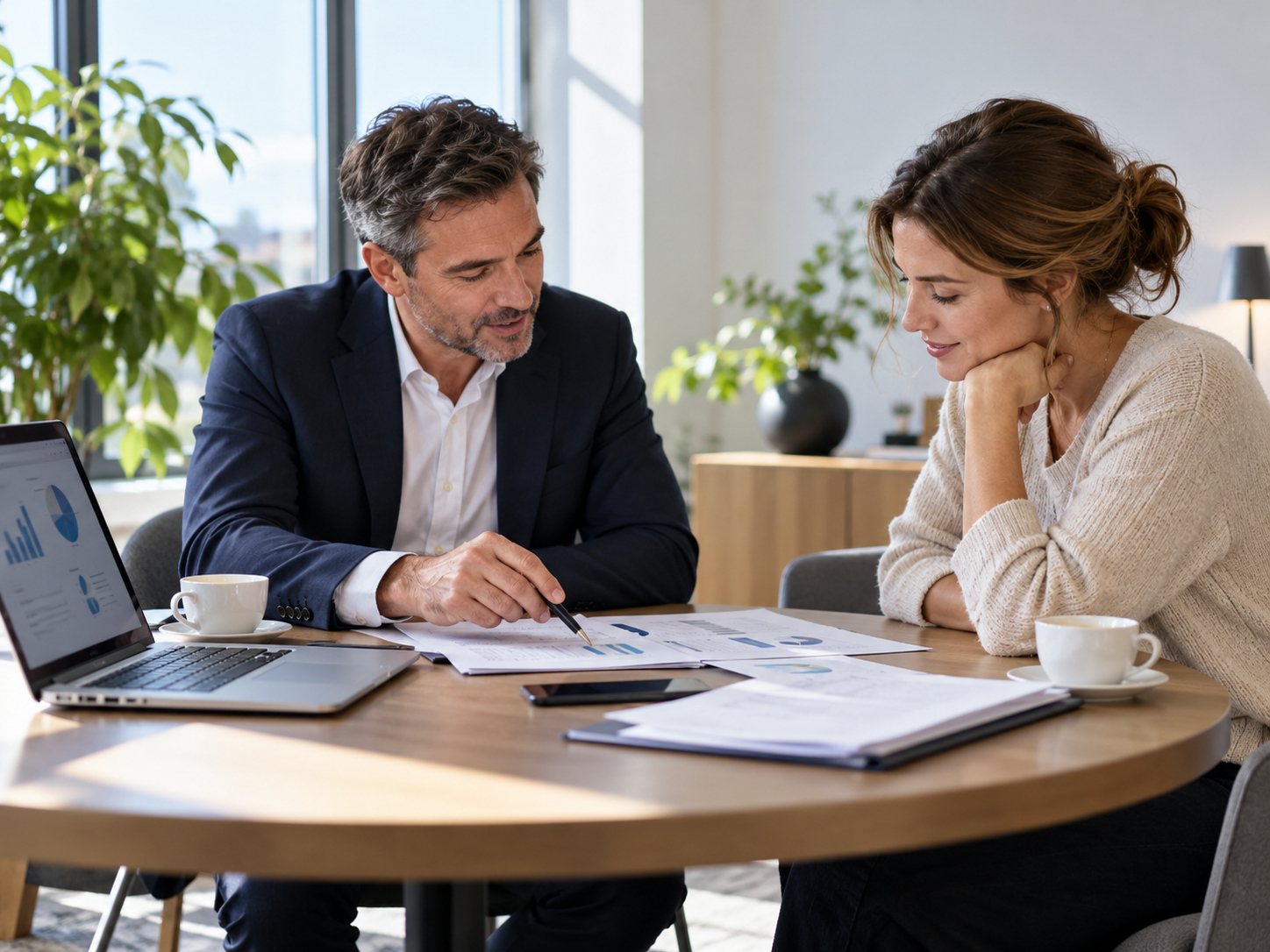 Entretien entre une comptable et un client