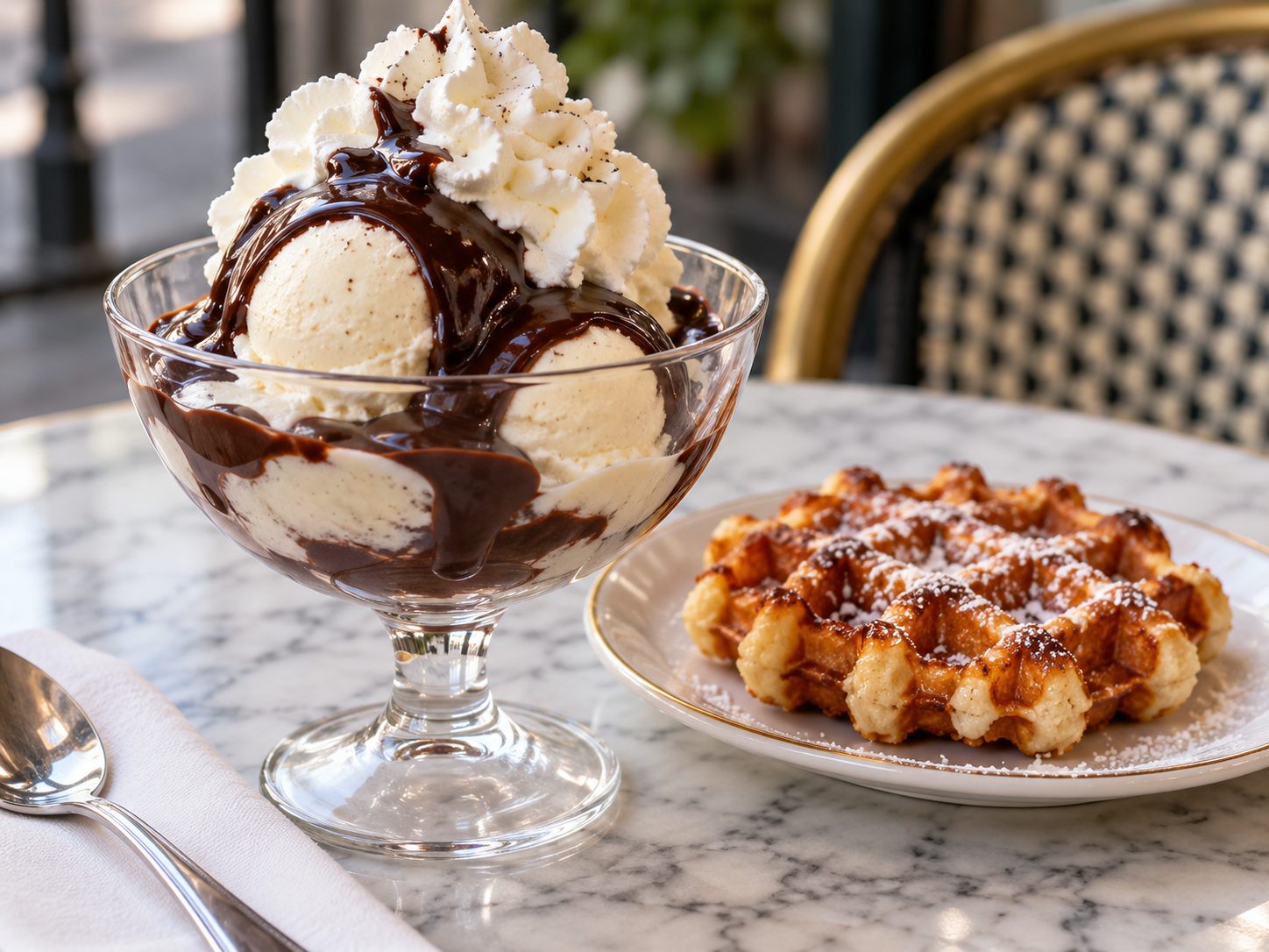 Dame blanche et gaufre de Liège