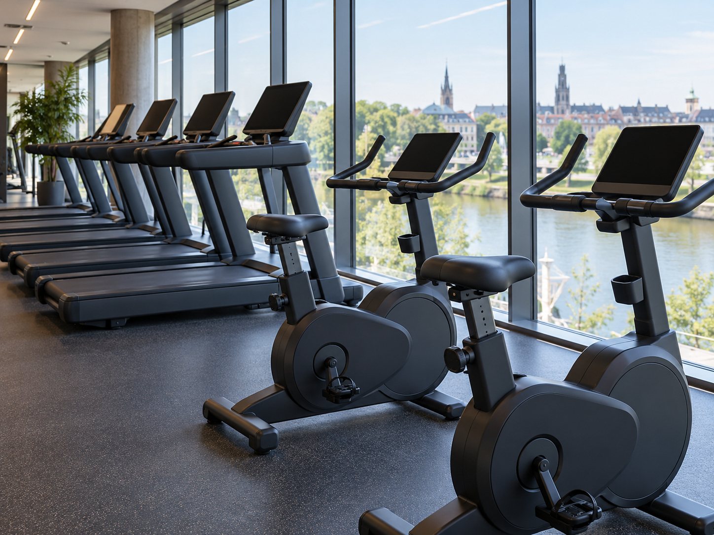 Espace cardio face aux fenêtres